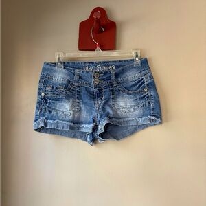 Wallflower Y2K Light Blue Denim Mini Shorts 5